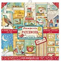 STAMPERIA Patchwork - Bloc de papel (10 hojas- doble cara)- Multicolor- 30.5 x 30.5 (12&quot- x 12&quot-)- SBBL49